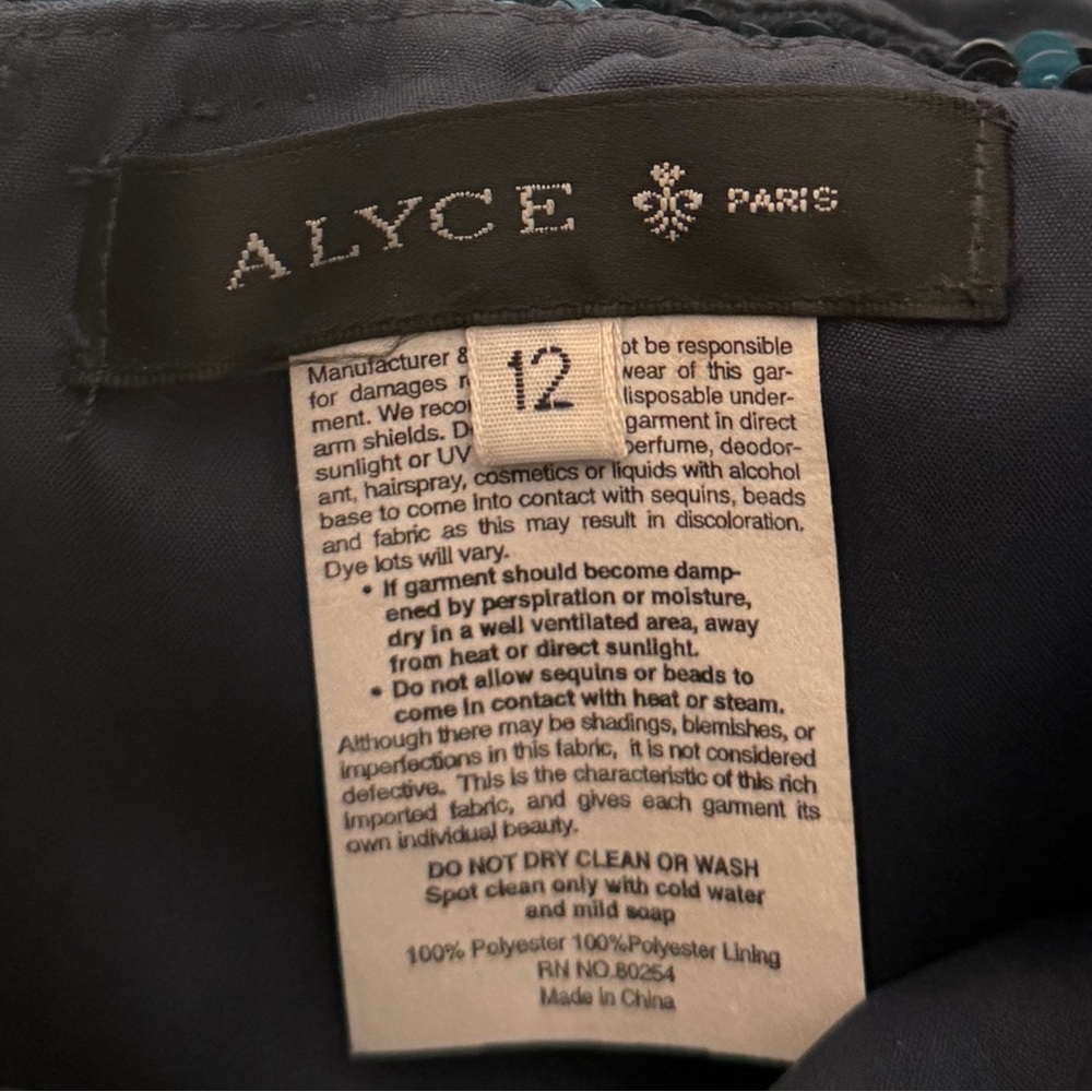 Alyce Paris Navy Blue Iridescent Sequin Prom Dress - Picture 3 of 3